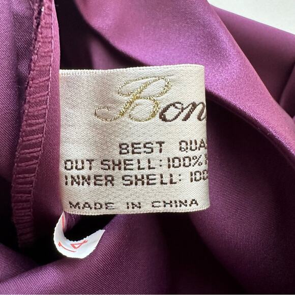 Bonny Purple Short Sleeve Ruched Waist Formal Cocktail Party Maxi Dress Size 14 - Picture 10 of 13